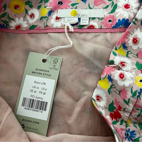 NWT, Boden Floral Poplin Tiered Mini Skirt, Sz 6 - Picture 11 of 12